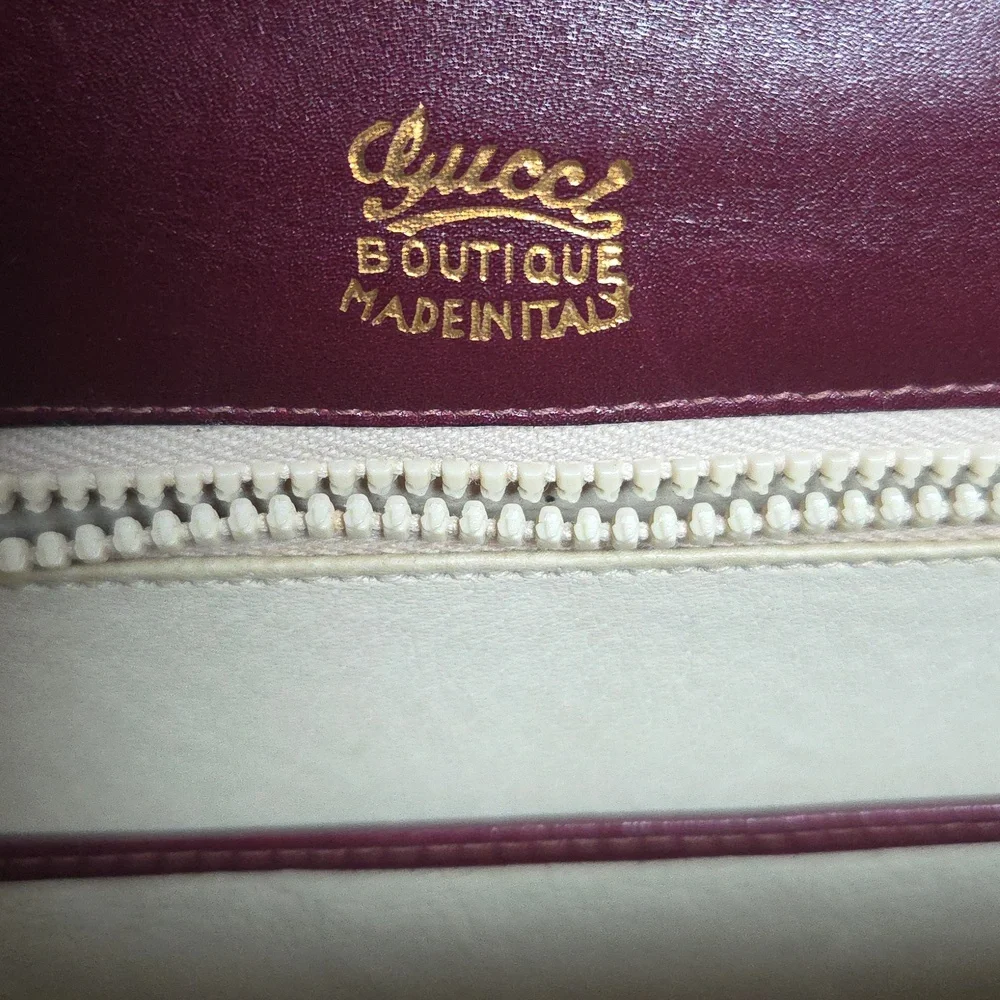 Gucci Boutique 1970s RARE  Bordeaux Leather 2way Bag Very limited Production - Picture 8 of 17